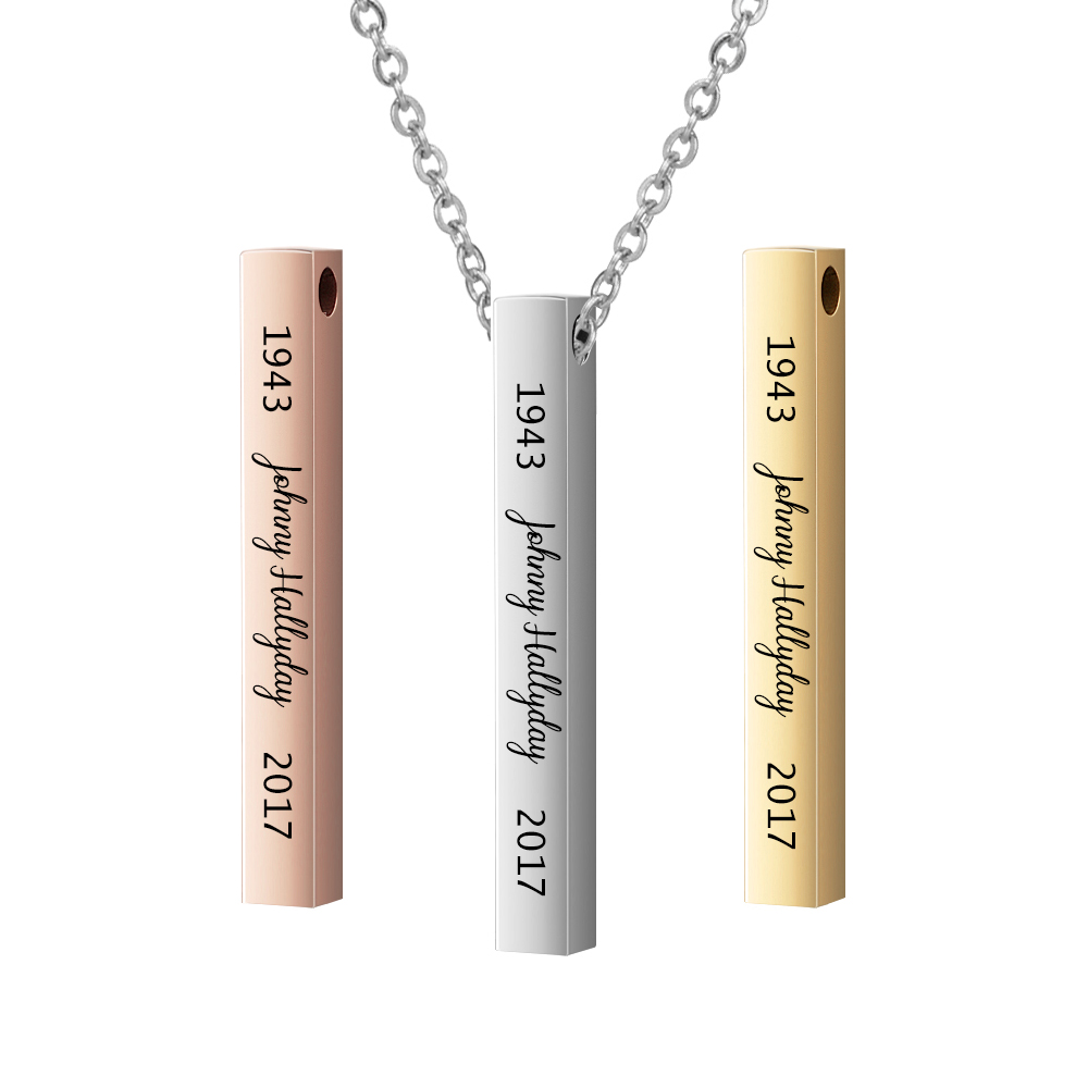 Name Necklace Custom - Customized Personalized French Johnny Hallyday Bar