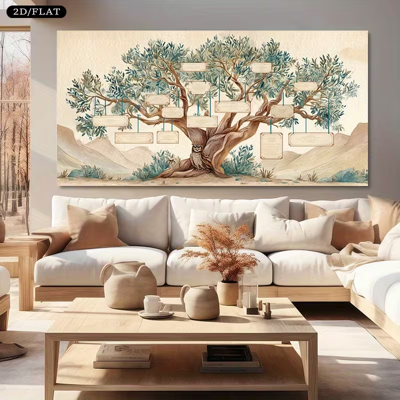 2D Flat, 2D Flat, Large Canvas - Family Tree Print recensie en prijs