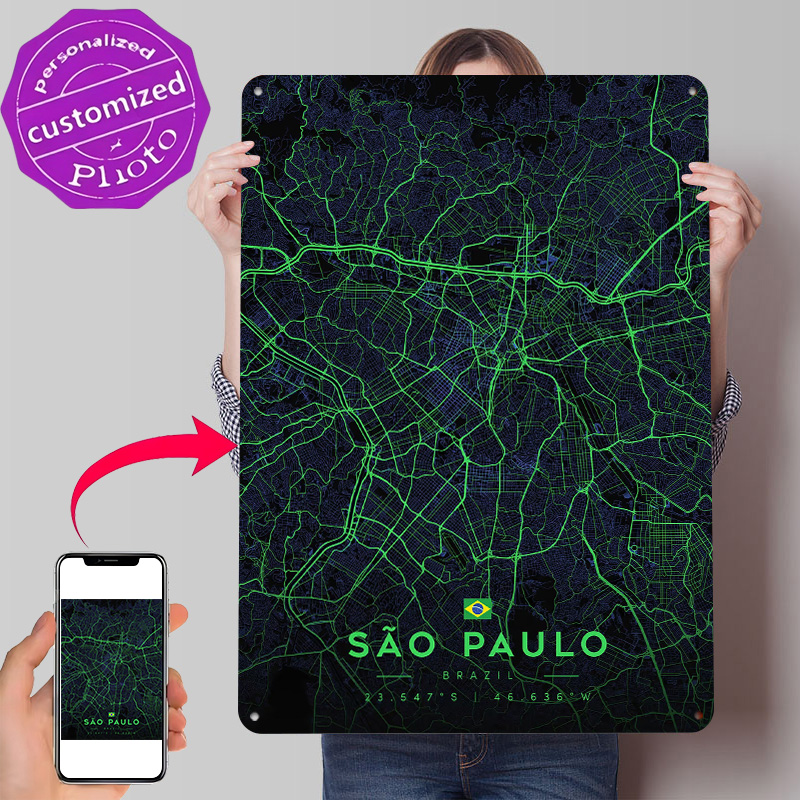 Sao Paulo City Map Art Tin Pos - Custom Map Poster recensie en prijs