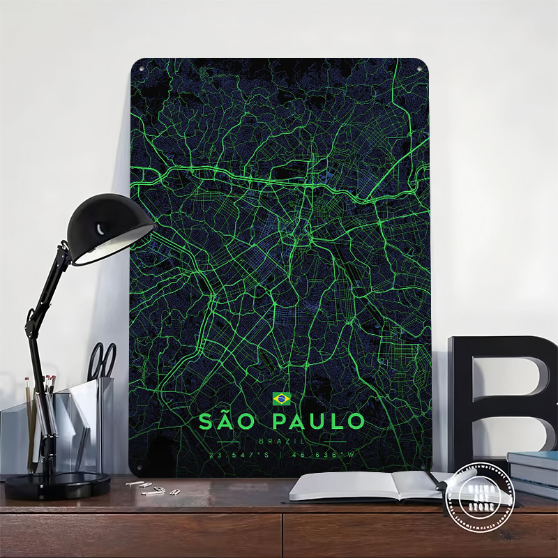 Sao Paulo City Map Art Tin Pos - Custom Map Poster recensie en prijs