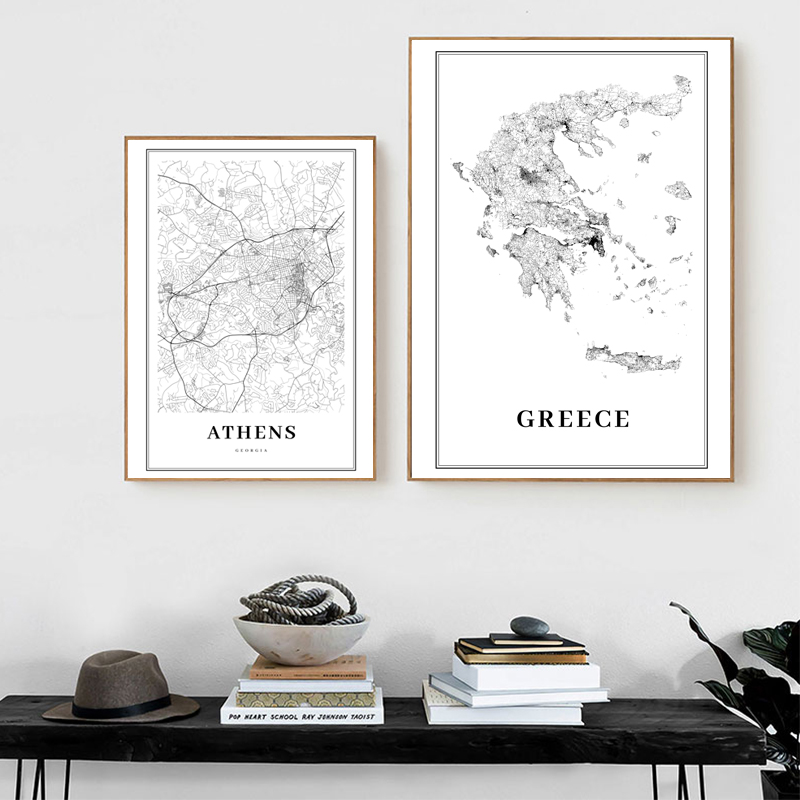 Greece Road Map Poster Black a - Custom Star Map recensie en prijs